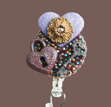 Load image into Gallery viewer, Purple Lock And Key Retractable ID Badge Reel
