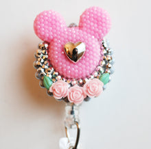 Load image into Gallery viewer, Mickey Mouse Pink Silhouette Retractable ID Badge Reel