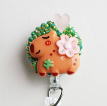 Load image into Gallery viewer, I Love Capybaras Retractable ID Badge Reel