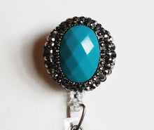Load image into Gallery viewer, Turquoise Like Gem Retractable ID Badge Reel