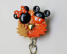 Load image into Gallery viewer, Mickey And Minnie Mouse Fall Ready Retractable ID Badge Reel