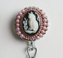 Load image into Gallery viewer, Cat Cameo Retractable ID Badge Reel