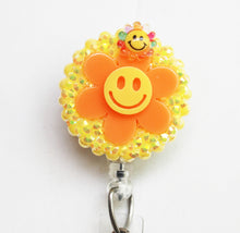 Load image into Gallery viewer, Happy Face Flowers Retractable ID Badge Reel