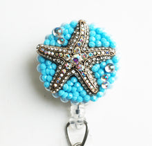 Load image into Gallery viewer, Blingy Starfish Retractable ID Badge Reel