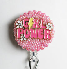 Load image into Gallery viewer, Girl Power Retractable ID Badge Reel