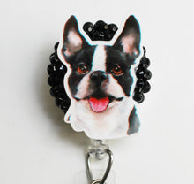 Load image into Gallery viewer, Boston Terrier Retractable ID Badge Reel