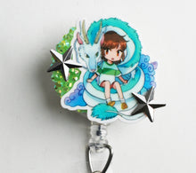Load image into Gallery viewer, Neverending Story Bastian And Falkor Retractable ID Badge Reel