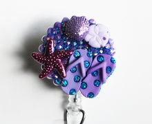 Load image into Gallery viewer, Purple Beach Day Retractable ID Badge Reel