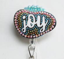 Load image into Gallery viewer, Joy Painted Pebble Retractable ID Badge Reel