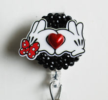 Load image into Gallery viewer, Mickey Mouse Loves You Retractable ID Badge Reel