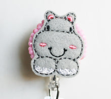 Load image into Gallery viewer, Baby Hippo Feltie Retractable ID Badge Reel
