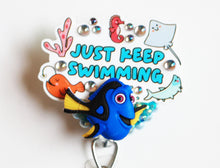 Load image into Gallery viewer, Just Keep Swimming Retractable ID Badge Reel