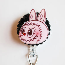 Load image into Gallery viewer, Pink Labubu Retractable ID Badge Reel