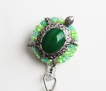 Load image into Gallery viewer, Emerald Green Turtle Retractable ID Badge Reel