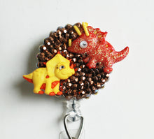 Load image into Gallery viewer, Triceratops Dinosaurs Retractable ID Badge Reel