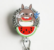 Load image into Gallery viewer, Totoro Loves Watermelon Retractable ID Badge Reel
