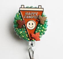 Load image into Gallery viewer, Happy Camper Pendant Retractable ID Badge Reel
