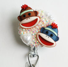 Load image into Gallery viewer, Sock Monkeys Retractable ID Badge Reel