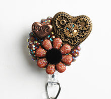 Load image into Gallery viewer, I Heart Steampunk Retractable ID Badge Reel