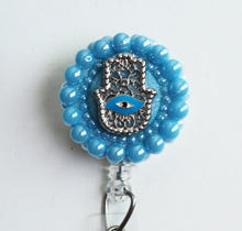 Load image into Gallery viewer, Evil Eye And Hand Retractable ID Badge Reel