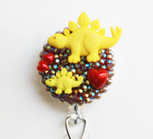 Load image into Gallery viewer, Mama And Baby Dinosaurs Retractable ID Badge Reel