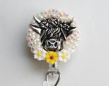 Load image into Gallery viewer, Sweet Highland Cow Retractable ID Badge Reel