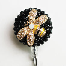 Load image into Gallery viewer, Big Be-Jeweled Bee Retractable ID Badge Reel