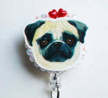 Load image into Gallery viewer, Little Pug Retractable ID Badge Reel