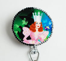 Load image into Gallery viewer, Wizard Of Oz Wicked Witch And Glinda Retractable ID Badge Reel
