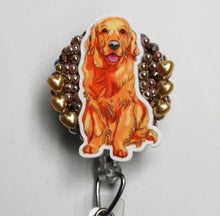 Load image into Gallery viewer, Beautiful Golden Retriever Retractable ID Badge Reel