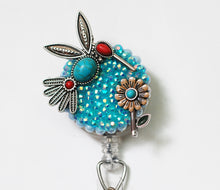 Load image into Gallery viewer, Southwest Hummingbird And Flower Retractable ID Badge Reel
