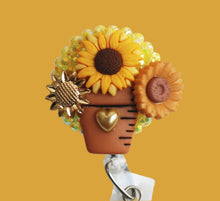 Load image into Gallery viewer, Pot Of Sunflowers Retractable ID Badge Reel