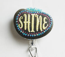 Load image into Gallery viewer, Shine Painted Pebble Retractable ID Badge Reel