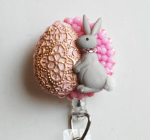 Load image into Gallery viewer, Fancy Easter Bunny And Egg Retractable ID Badge Reel