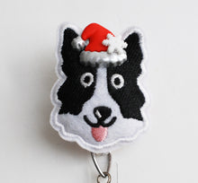 Load image into Gallery viewer, Christmas Australian Shepherd Feltie Retractable ID Badge Reel