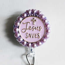 Load image into Gallery viewer, Jesus Saves Retractable ID Badge Reel