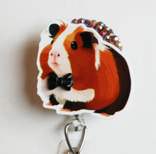 Load image into Gallery viewer, Dapper Guinea Pig Retractable ID Badge Reel