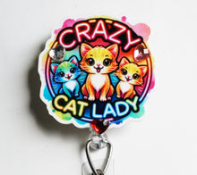 Load image into Gallery viewer, Crazy Cat Lady Retractable ID Badge Reel