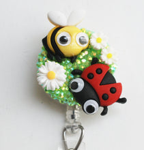 Load image into Gallery viewer, Bee And Lady Bug In Spring Retractable ID Badge Reel