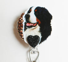 Load image into Gallery viewer, Bernese Mountain Dog Retractable ID Badge Reel