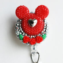 Load image into Gallery viewer, Mickey Mouse Red Silhouette Retractable ID Badge Reel