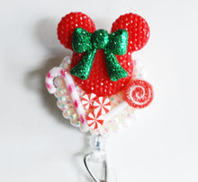 Load image into Gallery viewer, Peppermint Minnie Mouse Retractable ID Badge Reel