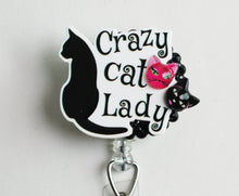 Load image into Gallery viewer, Crazy Cat Lady Retractable ID Badge Reel