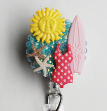Load image into Gallery viewer, Beach Ready Retractable ID Badge Reel