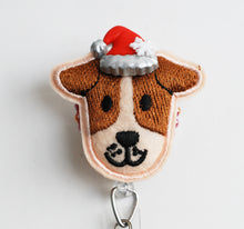 Load image into Gallery viewer, Christmas Jack Russell Terrier Feltie Retractable ID Badge Reel