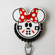 Load image into Gallery viewer, Minnie Mouse As Jason Voorhees Retractable ID Badge Reel