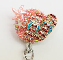 Load image into Gallery viewer, Flip Flops With Bling Retractable ID Badge Reel