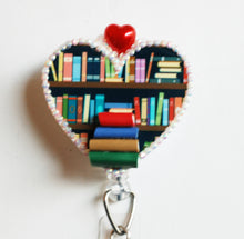 Load image into Gallery viewer, I Heart Books Retractable ID Badge Reel