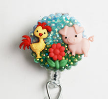 Load image into Gallery viewer, Farm Pals Rooster And Pig Retractable ID Badge Reel