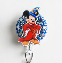 Load image into Gallery viewer, Sorcerer Mickey Mouse Retractable ID Badge Reel